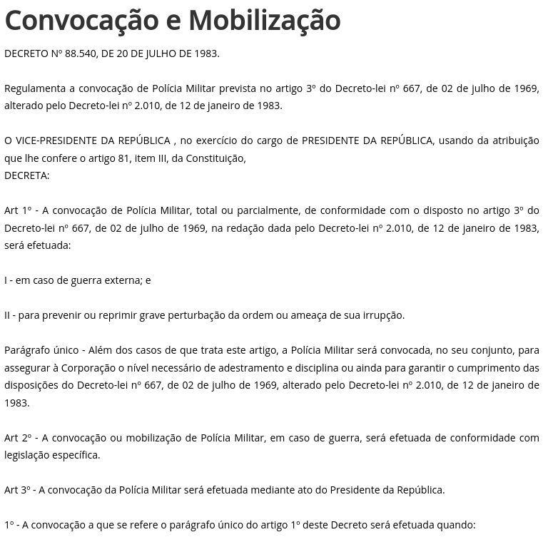 Justificativa legal para a operação do COTER