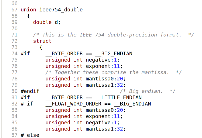 Trecho do código fonte da glibc, do arquivo ieee754.h