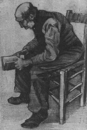 Van Gogh, "Homem sentado lendo um livro", 1882